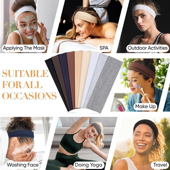 Headbands for Women Non Slip - 9PCS Elastic Fabric Hair Band for Women's Hair, S - Picture 6 of 6